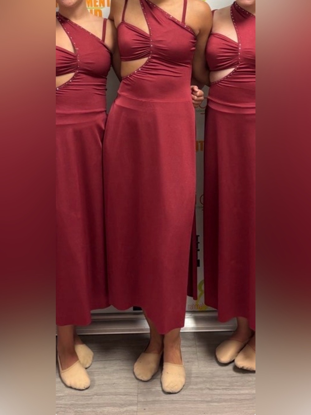 Asymmetric Cutout Maxi Dress in Burgundy